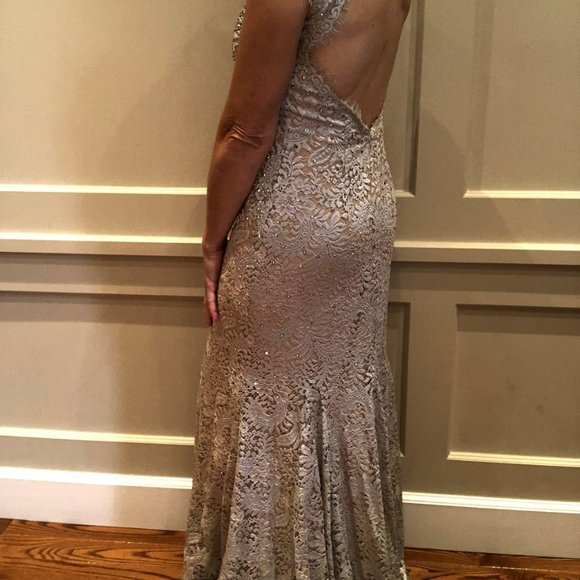Luxury Jovani Silver Dress Long - Picture 7 of 16